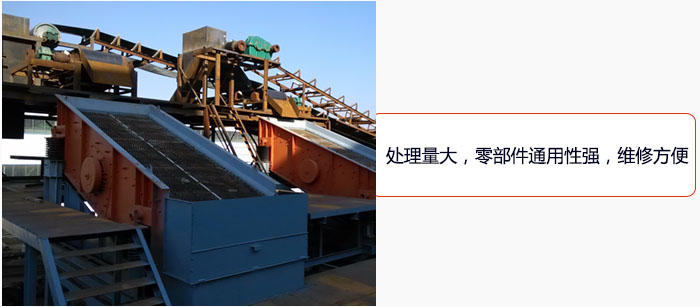 圓振動(dòng)篩處理量大，零部件通用性強(qiáng)，維修方便。