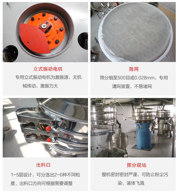 旋振篩定制化有：移動(dòng)，加緣，閘門等多種形式選擇。子母設(shè)計(jì)透網(wǎng)率高，換網(wǎng)方便。