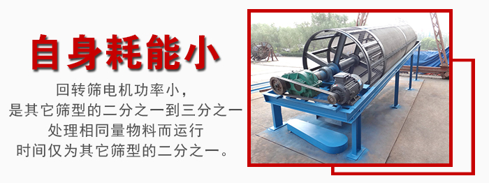 滾筒篩耗能小，使用壽命長，維修方便
