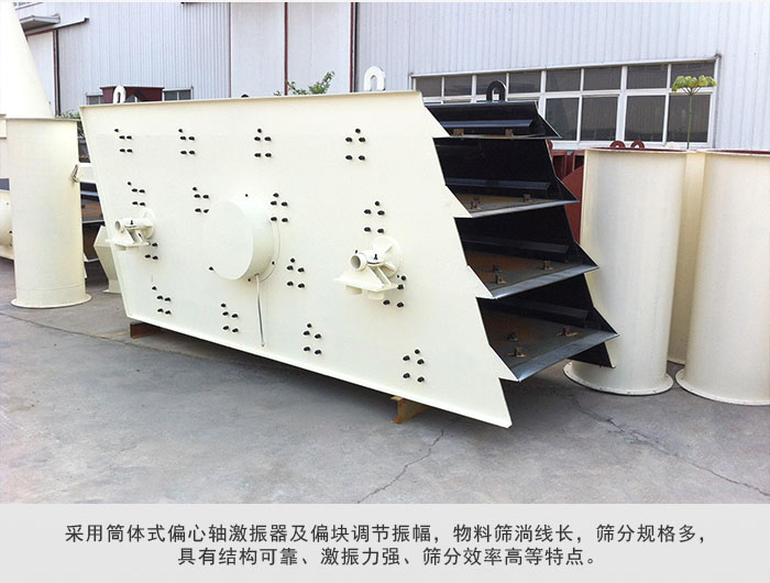 圓振動(dòng)篩 采用筒體式偏心軸激振器及偏心塊調(diào)節(jié)振幅。